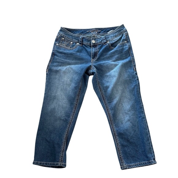 Seven7 Melissa McCarthy Classic Medium Wash Straight Leg Cropped Jean Sz 14W GUC - Picture 1 of 7